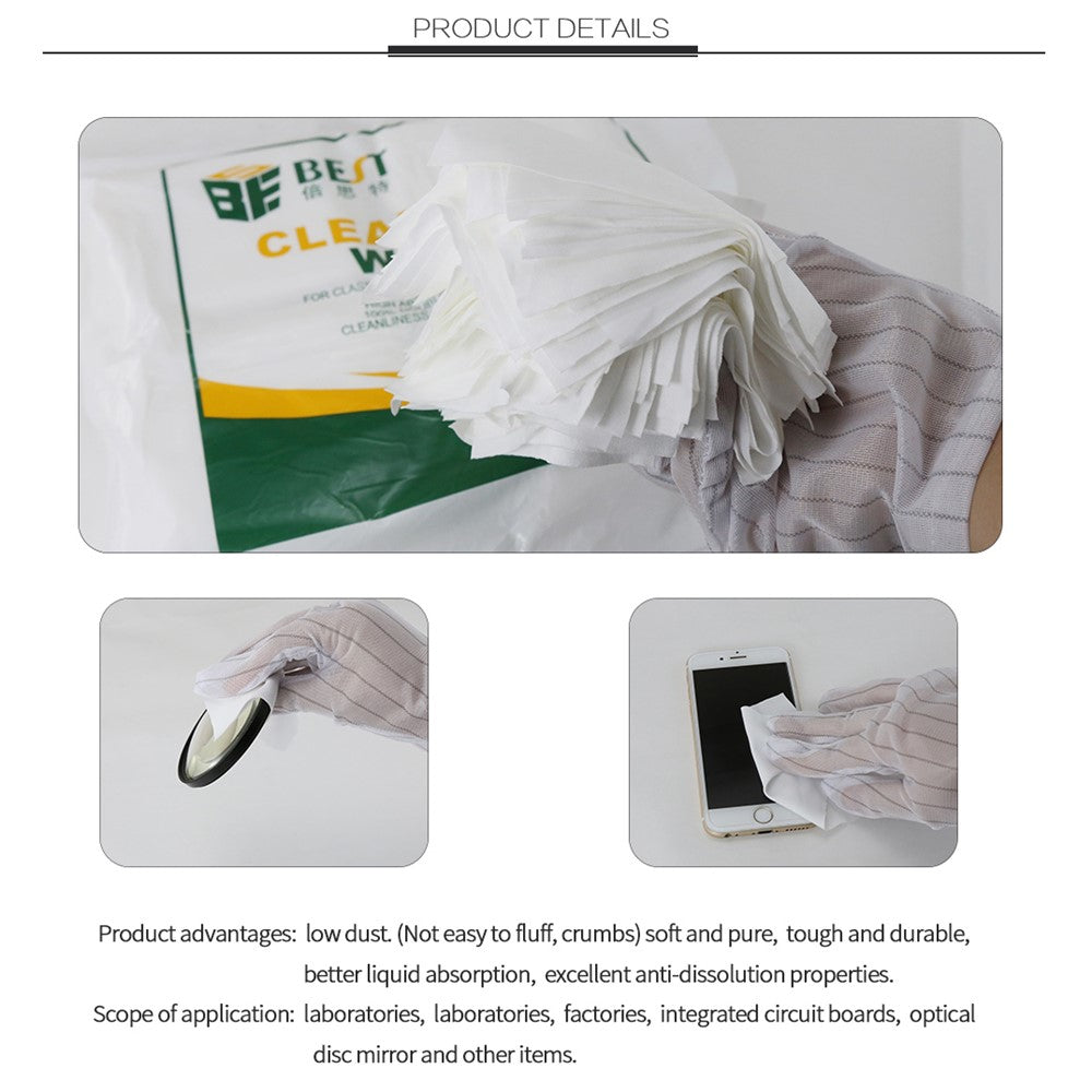 BEST BST-9005 Soft Cleanroom Wiper Non Cloth Dust Paper LCD Repair Tool 9*9CM 400Pcs / Bag