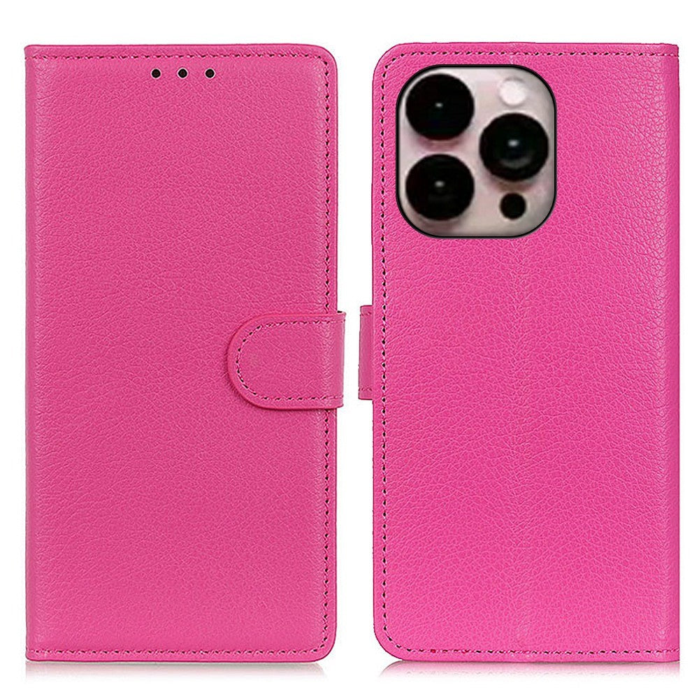 For iPhone 14 Pro Max 6.7 inch Litchi Texture Anti-fall Protection PU Leather Cover Stand Magnetic Wallet Cell Phone Case