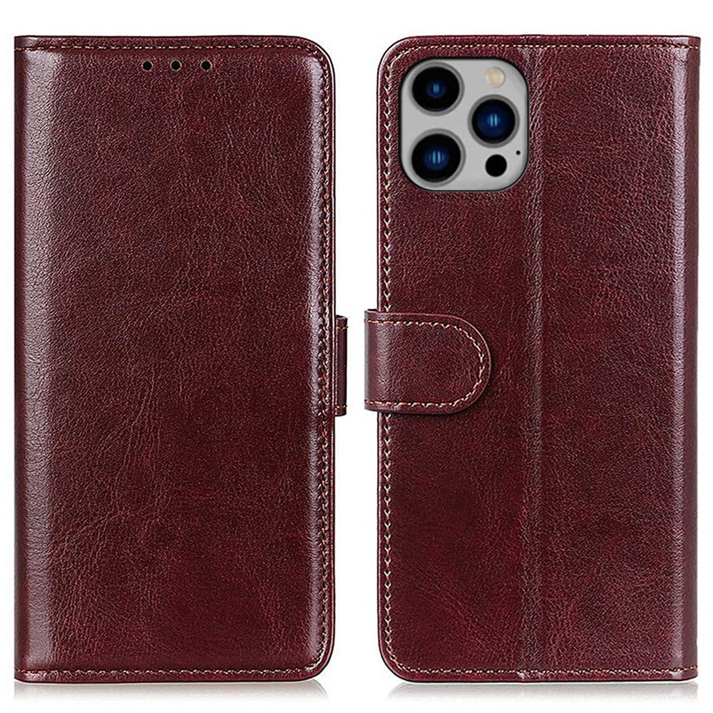 For iPhone 14 Plus 6.7 inch Crazy Horse Texture Phone Case Shockproof Stand Cover PU Leather Wallet Ant-drop Magnetic Protective Shell