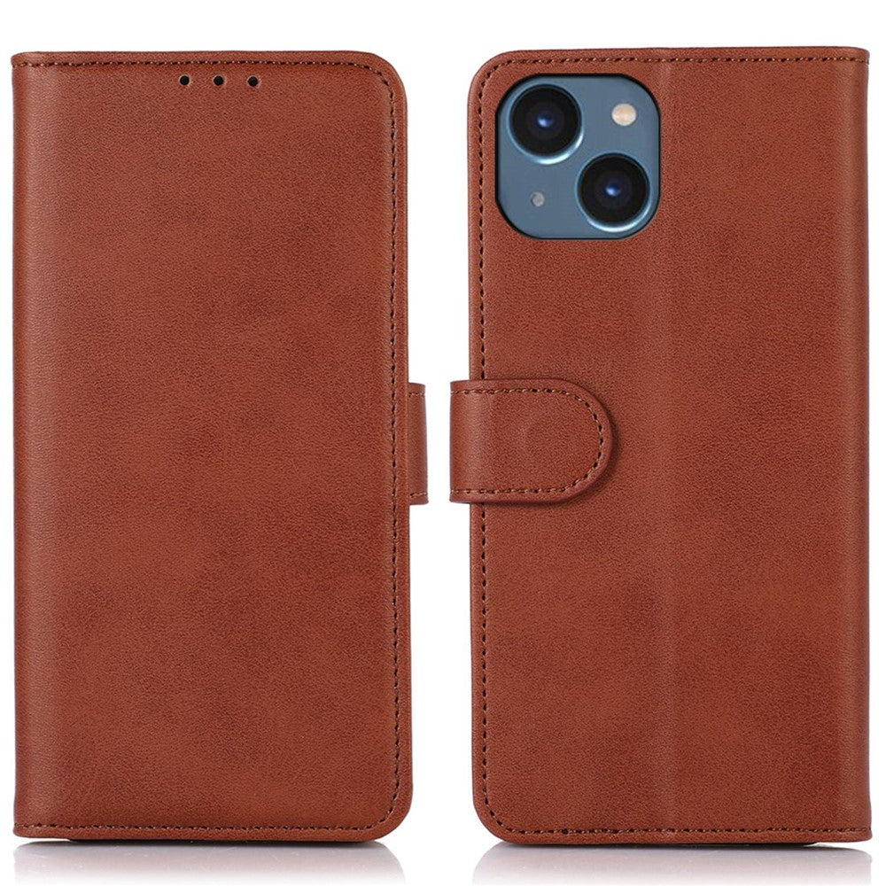 For iPhone 14 6.1 inch Shockproof Phone Cover Textured PU Leather Stand Wallet Scratch Resistant Mobile Phone Case Magnetic Design Protective Shell