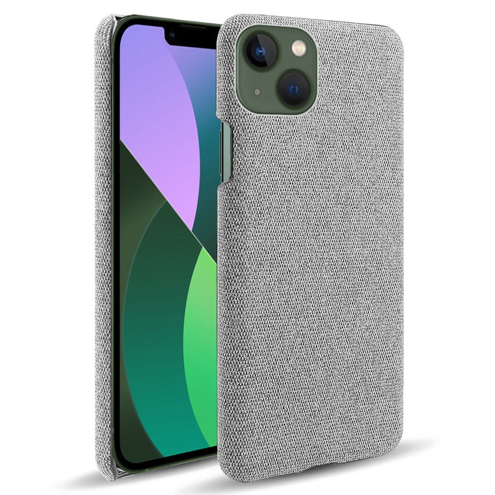 For iPhone 14 Plus 6.7 inch Solid Color Hard PC+Cloth Incomplete Coverage Design Phone Case Cover