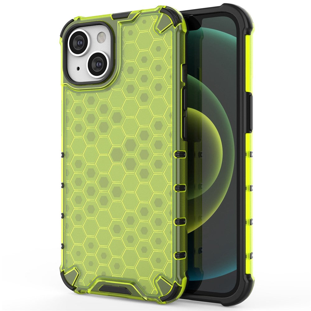 Honeycomb Textured Shockproof Phone Case for iPhone 14 Plus 6.7 inch, Soft TPU + Hard PC Back Cover