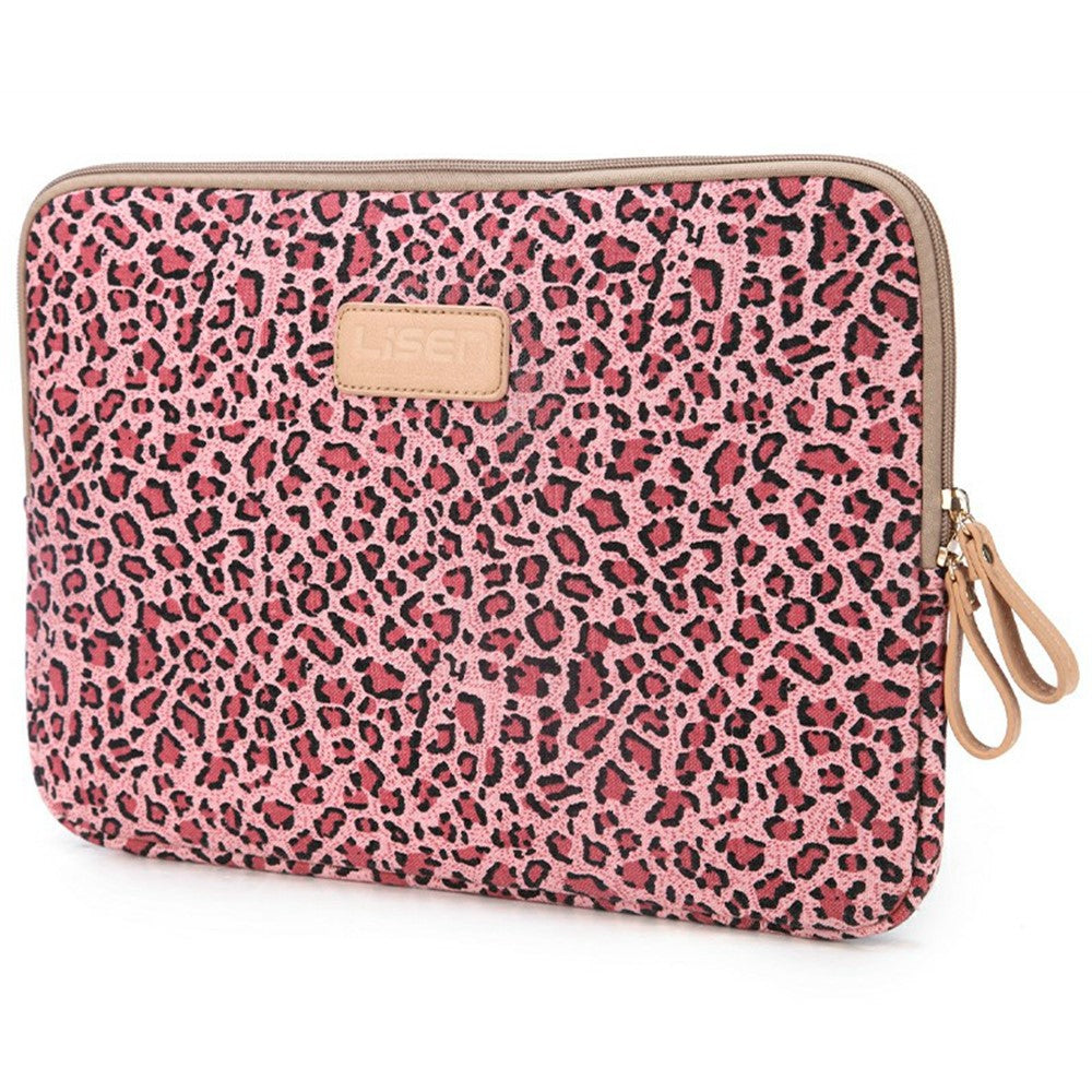LISEN 39 x 27.5 x 1.5cm Carrying Case for 15.6-Inch Laptops Storage Bag with Stylish Retro Leopard Pattern