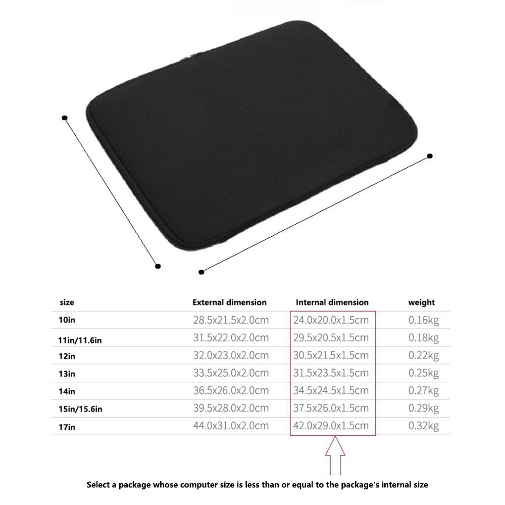 A03 17 inch Laptop Sleeve Bag Neoprene Notebook Carrying Bag without Elastic Bands Tablet Briefcase