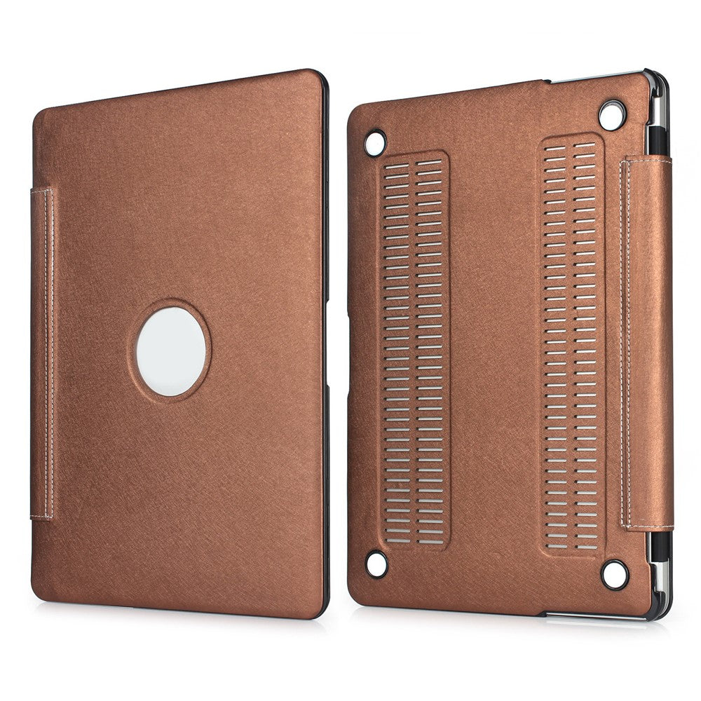 PU Leather + PC Laptop Protective Shell Cover with Heat Dissipation Hollow-out Design for MacBook Pro 15.4 inch (A1707/A1990)