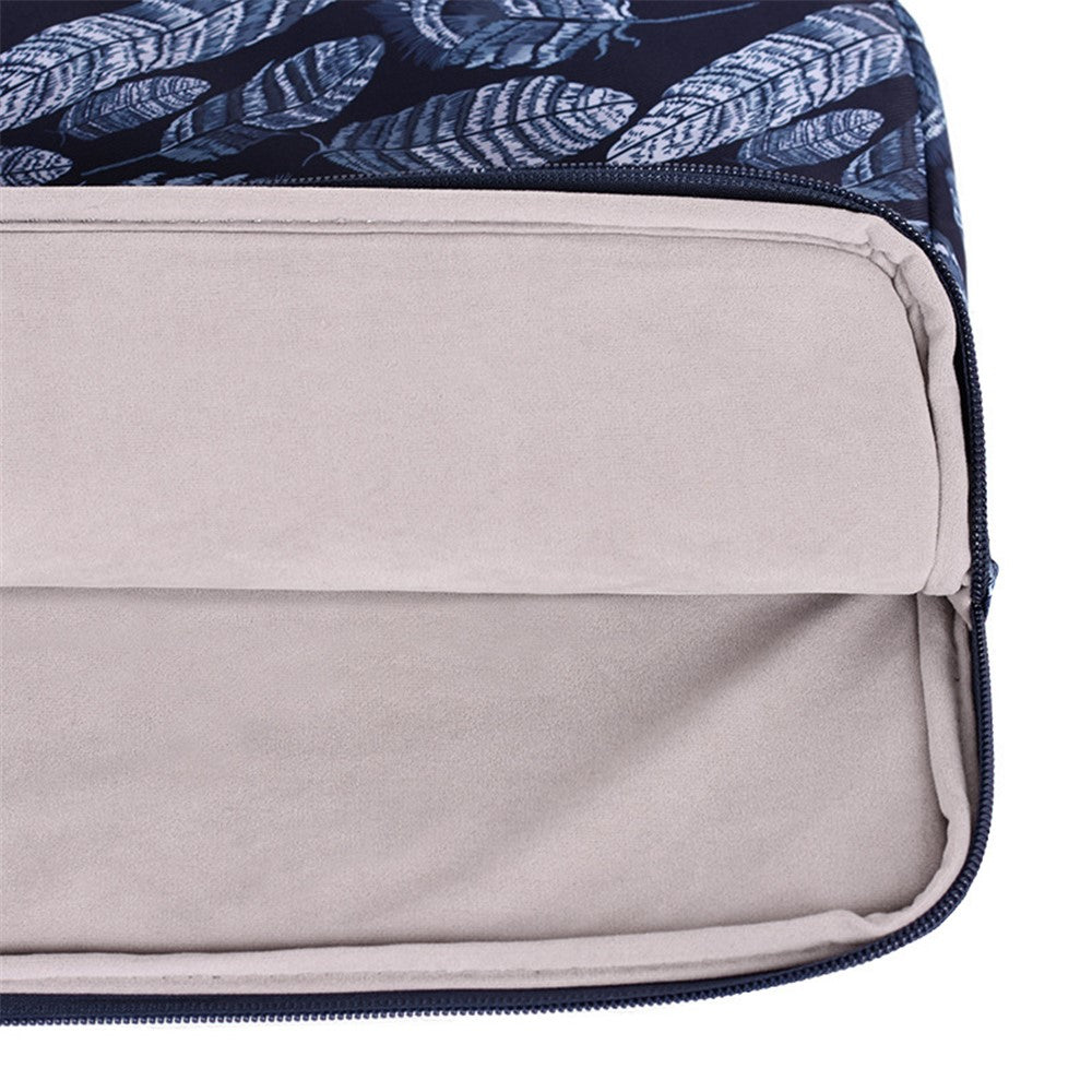 CANVASARTISAN H4-03 Notebook Liner Bag Leaves Pattern Portable Zipper Case Cover for 13-inch Laptop