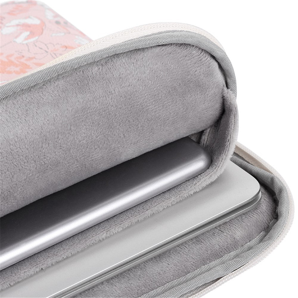 CANVASARTISAN G4-01 15-inch Laptop Shockproof Zipper Bag Flower and Leaves Print PU Leather Notebook Protective Sleeve