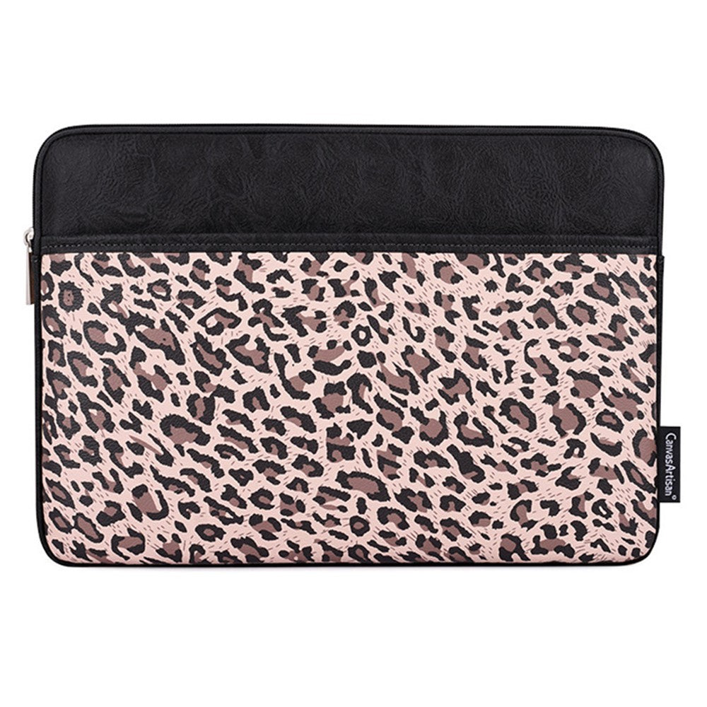 CANVASARTISAN G31-36 13-inch Laptop Leopard Print PU Leather Storage Bag Notebook Protective Sleeve