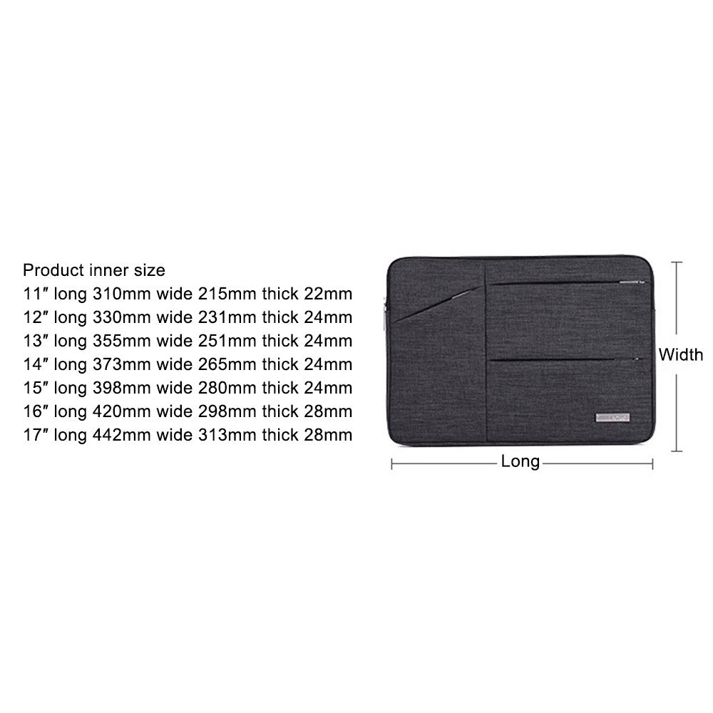 CANVASARTISAN L2-08 14-inch Laptop Tote Pouch Waterproof Notebook Zipper Sleeve Bag (with Handle)