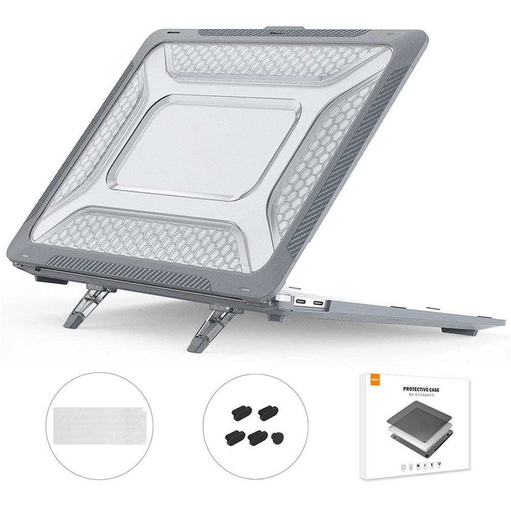 ENKAY HAT PRINCE Shockproof Kickstand Case for MacBook Air 13 inch (2020) A2179 / A2337 (EU Version) Anti-Fall Laptop Protective Case with TPU Keyboard Film + Dust-Proof Plugs