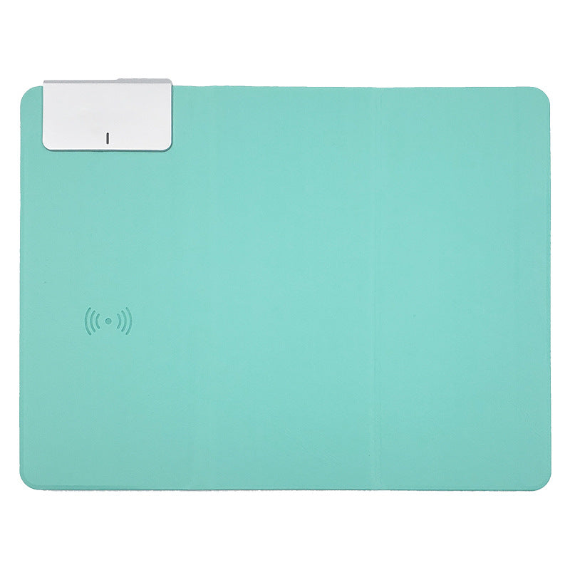 Wireless Charging Mouse Pad 15W Fast Charge Integrated Phone Stand PU Leather Desk Mat