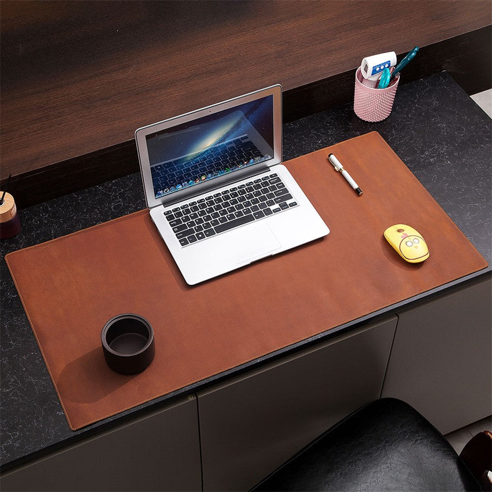 Crazy Horse Texture Mouse Mat Full Grain Cowhide Leather Smooth Gaming Mousepad for Home Office Desk, 60x30cm