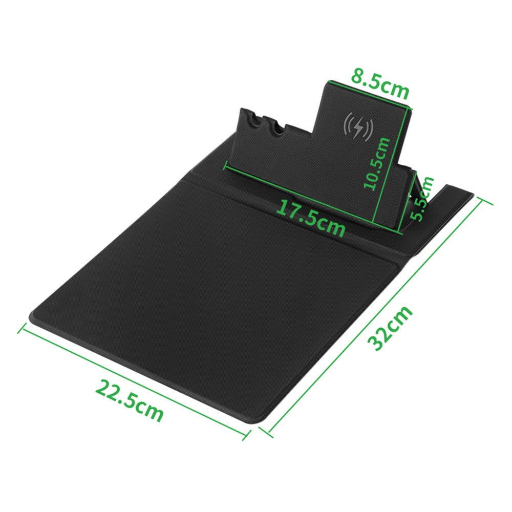Foldable PU Leather Laptop Mouse Pad 15W Wireless Phone Charger with Pen Holder
