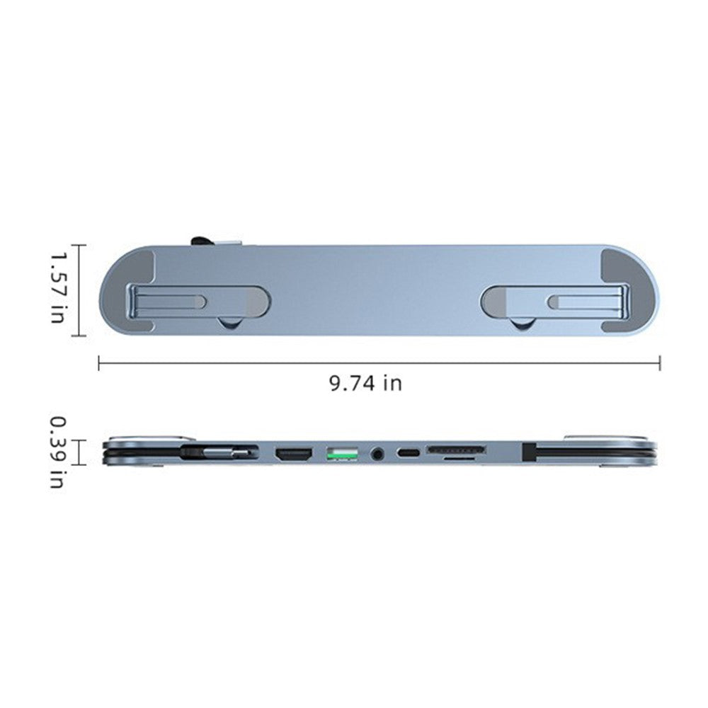 TC66 6-in-1 Laptop Stand Docking Station USB-C Hub Fast Charging Laptop Riser Folding Tablet Bracket for MacBook Pro
