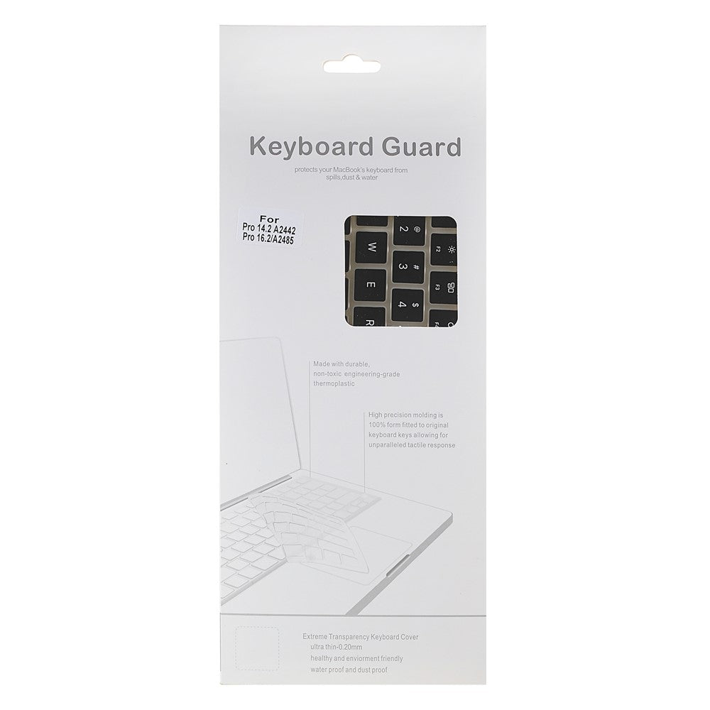 Black Silk Printing Design Keyboard Cover Soft TPU Keyboard Protection Film Case for EU Version MacBook Pro 14.2'' (A2442) / Pro 16.2'' (A2485)