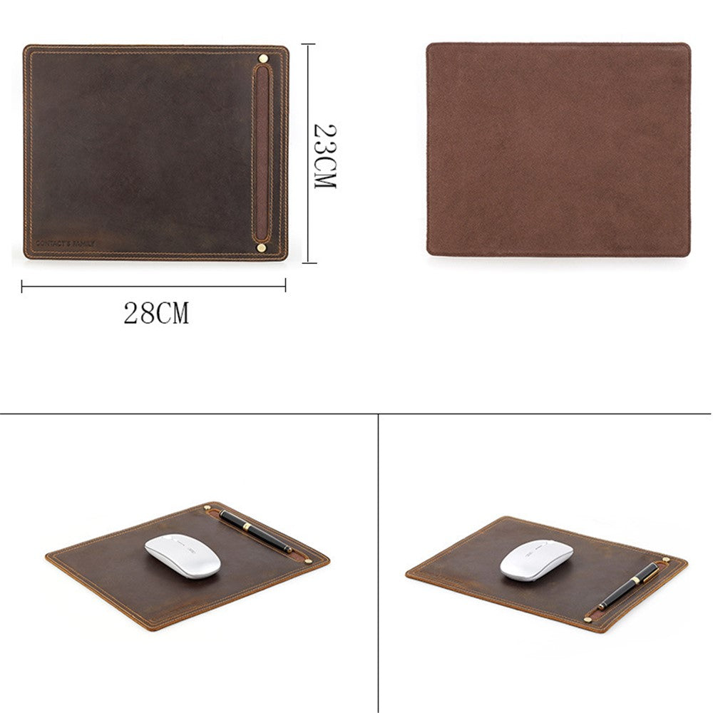 CONTACTS FAMILY Genuine Leather Mouse Pad Non-Slip Base Gaming Working Mousepad Mouse Mat, Size: 28x23cm