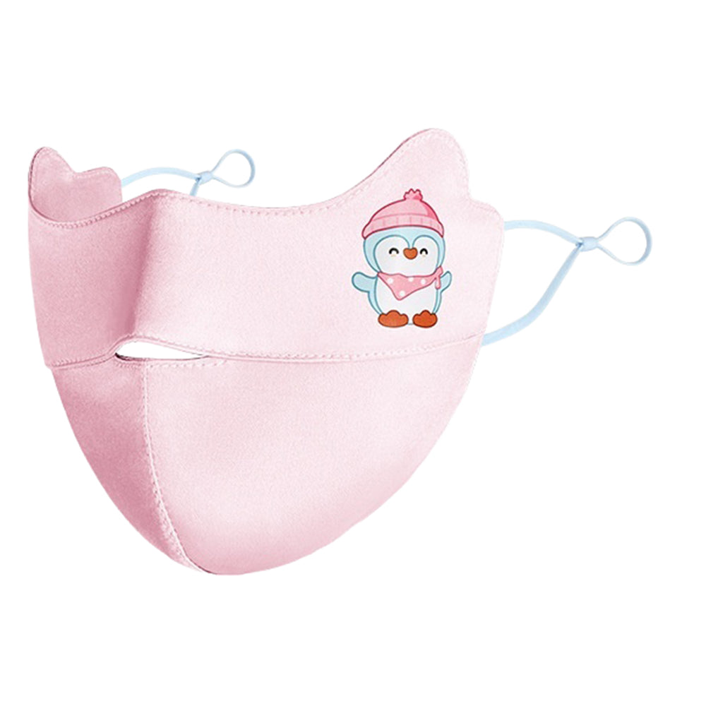 Cartoon Animal Pattern Mulberry Silk Face Mask for Children UPF50+ UV Protection Breathable Summer Face Cover