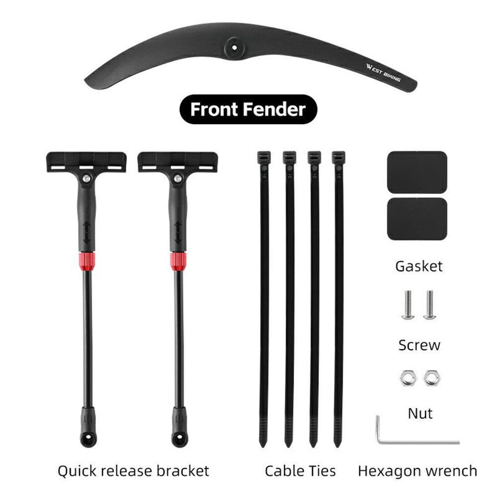 WEST BIKING YP0714030 Road Bike Front Fender PP Quick Release Bicycle Mudguard