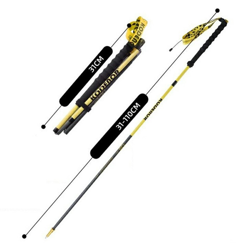 KODENOR 1Pc 110cm 3K Carbon Fiber Ultralight 4-Section Foldable Trekking Pole for Mountaineering Hiking Walking Stick