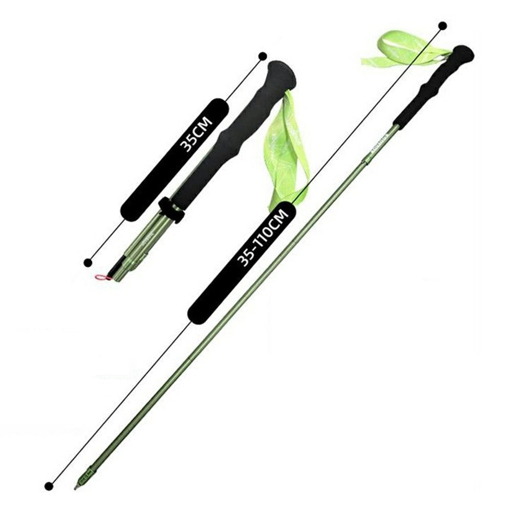 KODENOR 1Pc 110cm Foldable 4-Section Trekking Pole Lightweight Aluminum Alloy Hiking Stick for Mountain Climbing