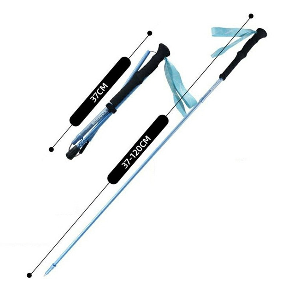 KODENOR 1Pc 120cm Foldable 4-Section Trekking Pole Lightweight Aluminum Alloy Hiking Stick for Mountain Climbing