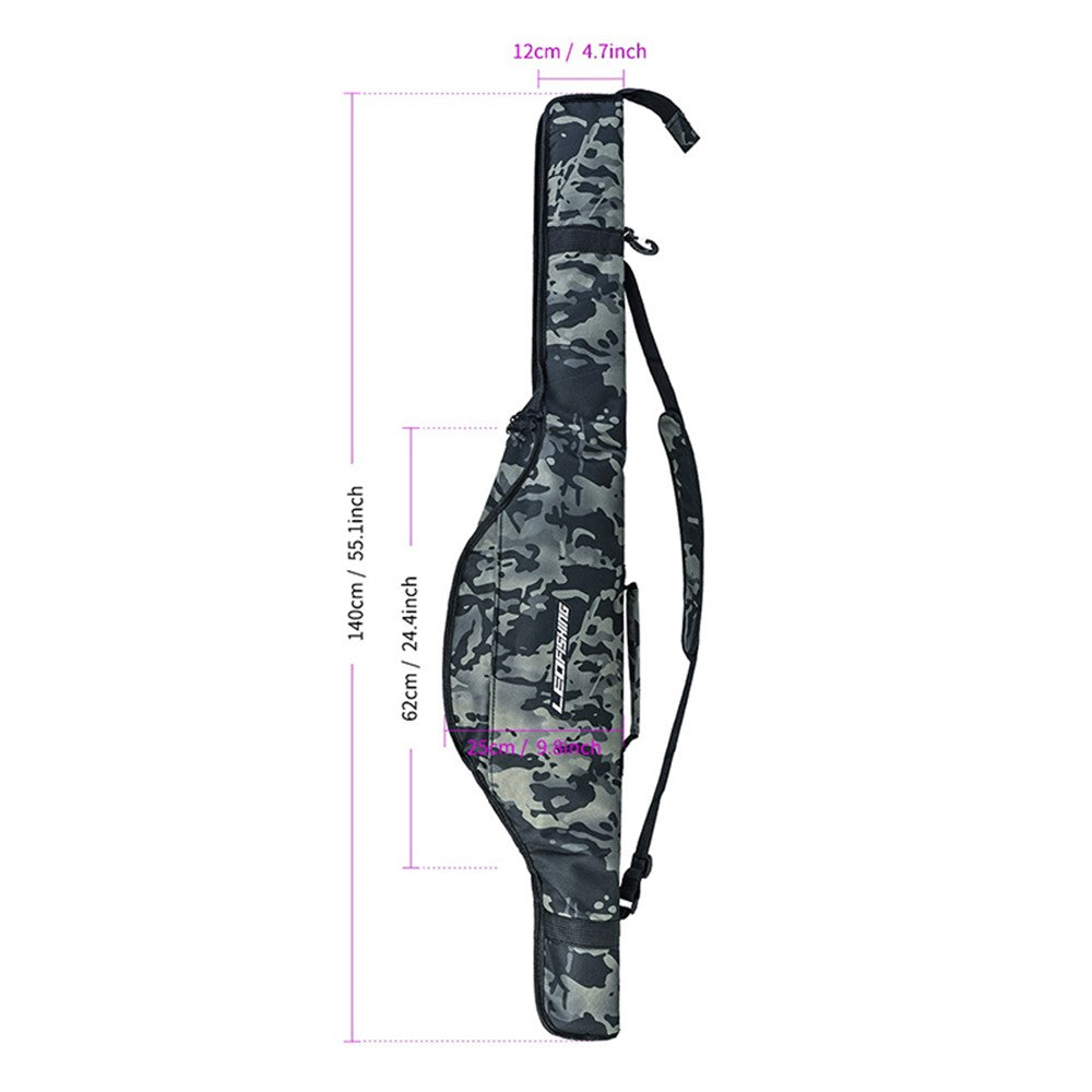 LEO 28247 140CM Fishing Pole Carrying Shoulder Bag Fishing Rod Case Nylon Cloth Storage Pouch Organizer