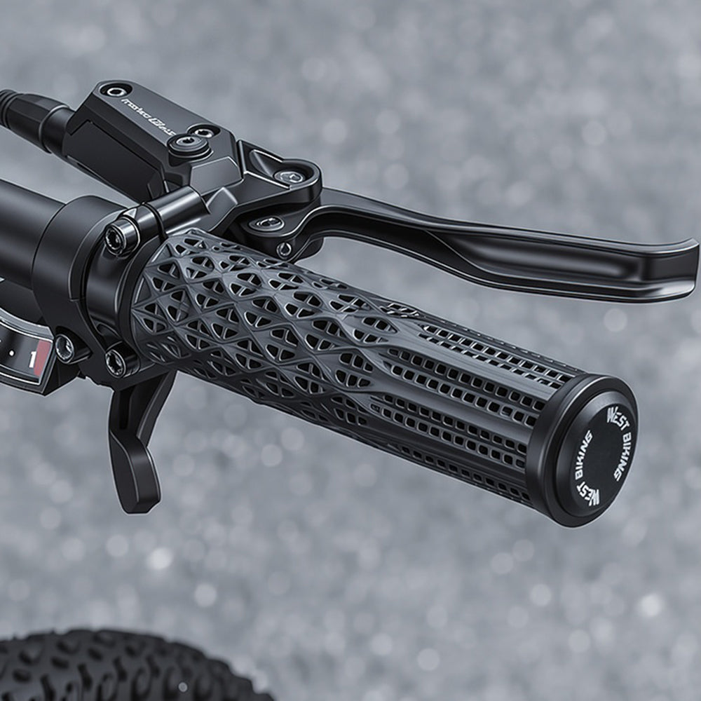 WEST BIKING YP0804095 1 Pair 3D Printed Bike Grips Shock Absorbing Breathable Anti-Slip MTB Handlebar Grips