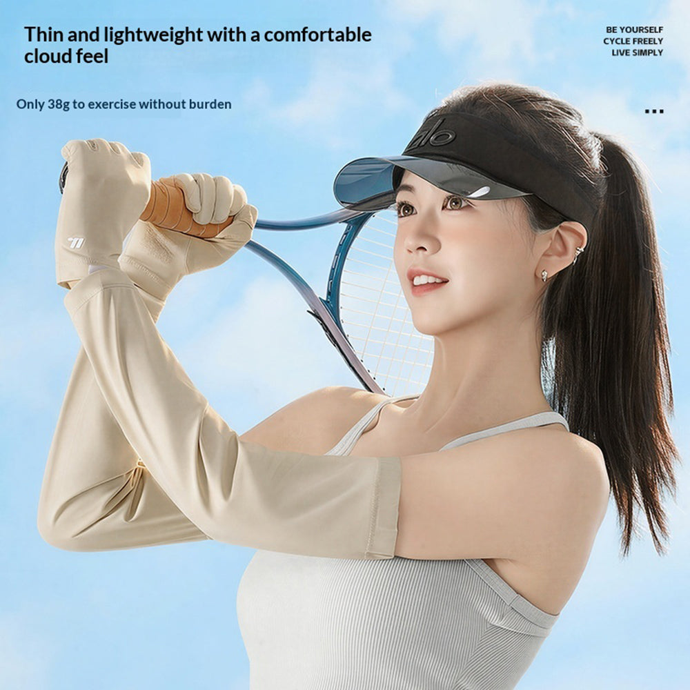 WEST BIKING YP0211284 Summer UV Protection Ice Silk Arm Sleeves with Flip-Top Touchscreen Gloves for Cycling Driving