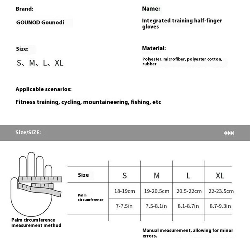 GOUNOD GL058 Non Slip Thickened Palm Protection Half Finger Gloves for Weightlifting Gym Fitness , Black / Size S
