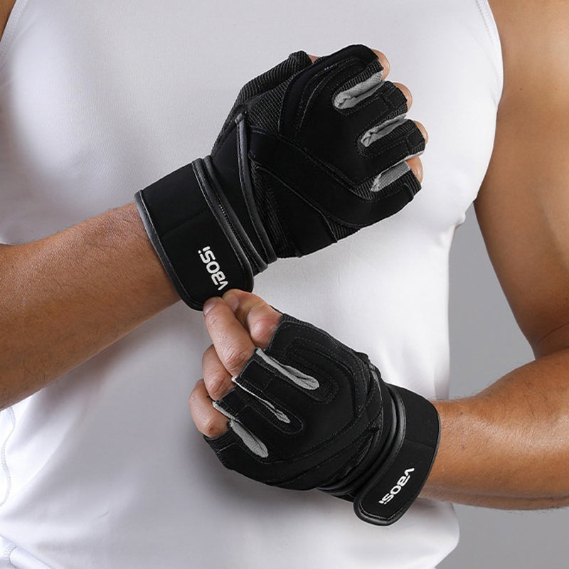 VBOSI 6104V Fitness Gloves Half Finger Workout Training Gloves with Compression Wrist Strap for Weightlifting Gym