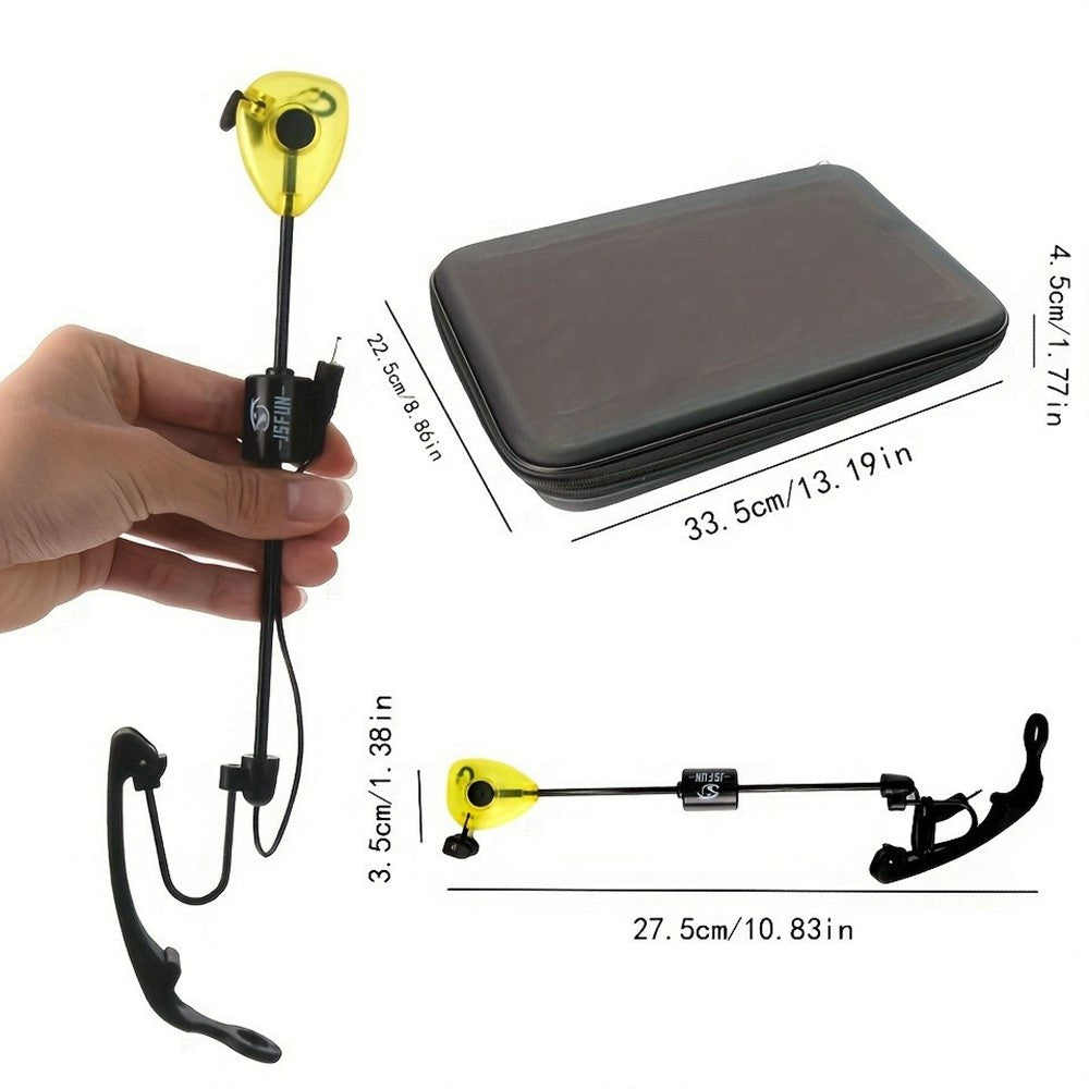 JSFUN 4Pcs / Set Fishing Bite Alarm Swinger Kit Indicator Rod Tip Lights with Storage Bag