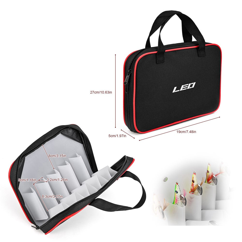LEO 28256 10-Grid Squid Hook Storage Bag Polyester+PP Fishing Lures Soft Bait Storage Case