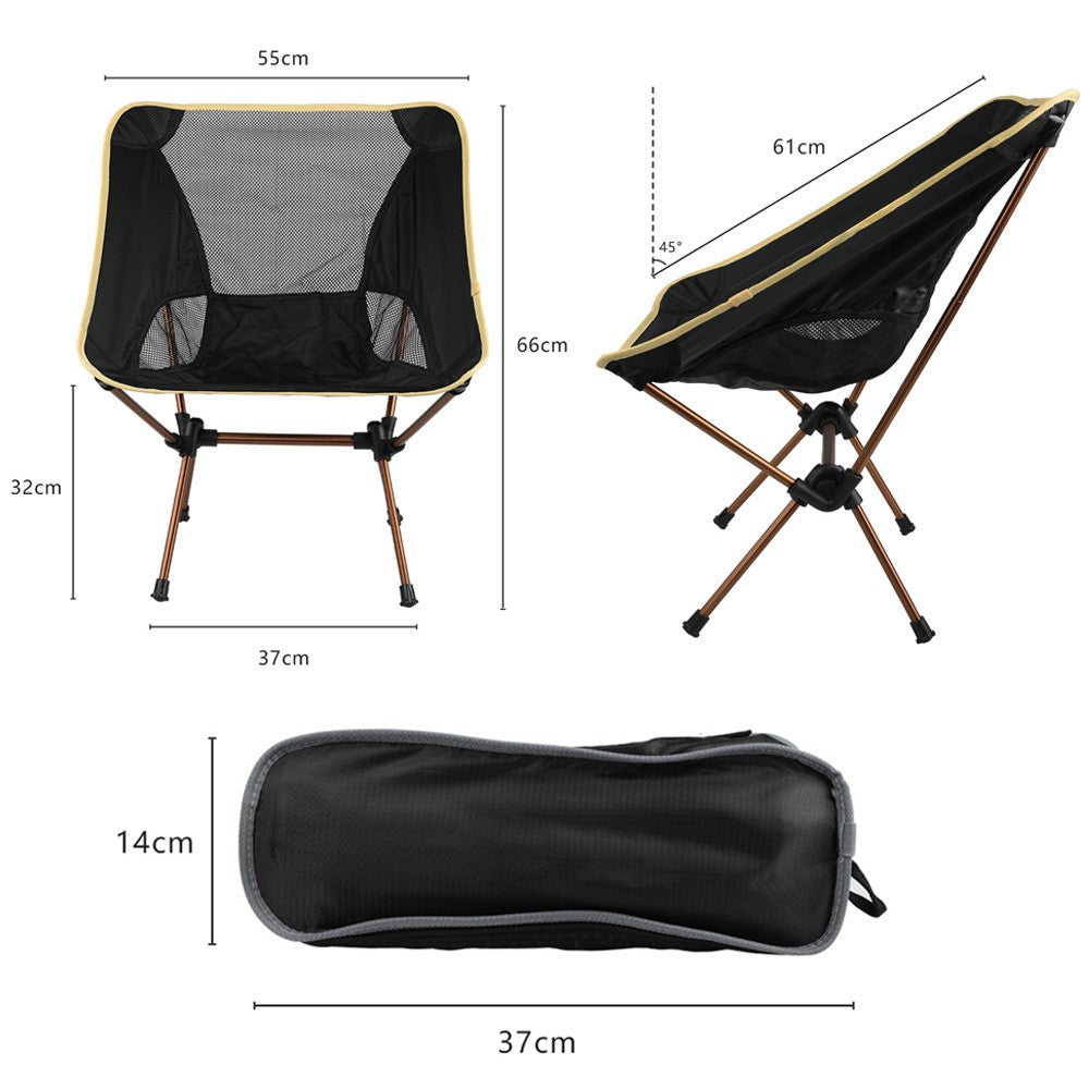 HS-334 1200D Oxford Fabric Outdoor Camping Moon Chair Ultra Light Aluminum Alloy Folding Chair