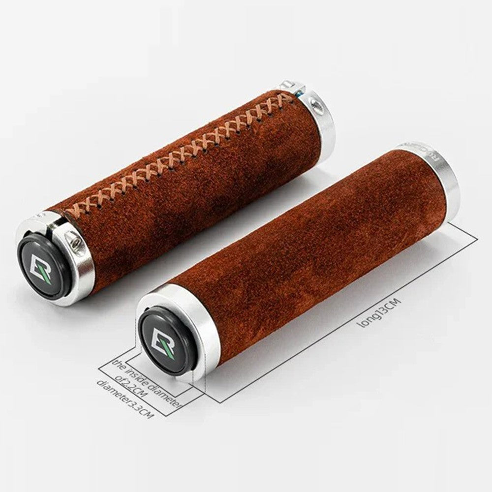 ROCKBROS 1 Pair Suede Genuine Leather Bicycle Handlebar Sleeve 2.2CM Handle Grip Cover
