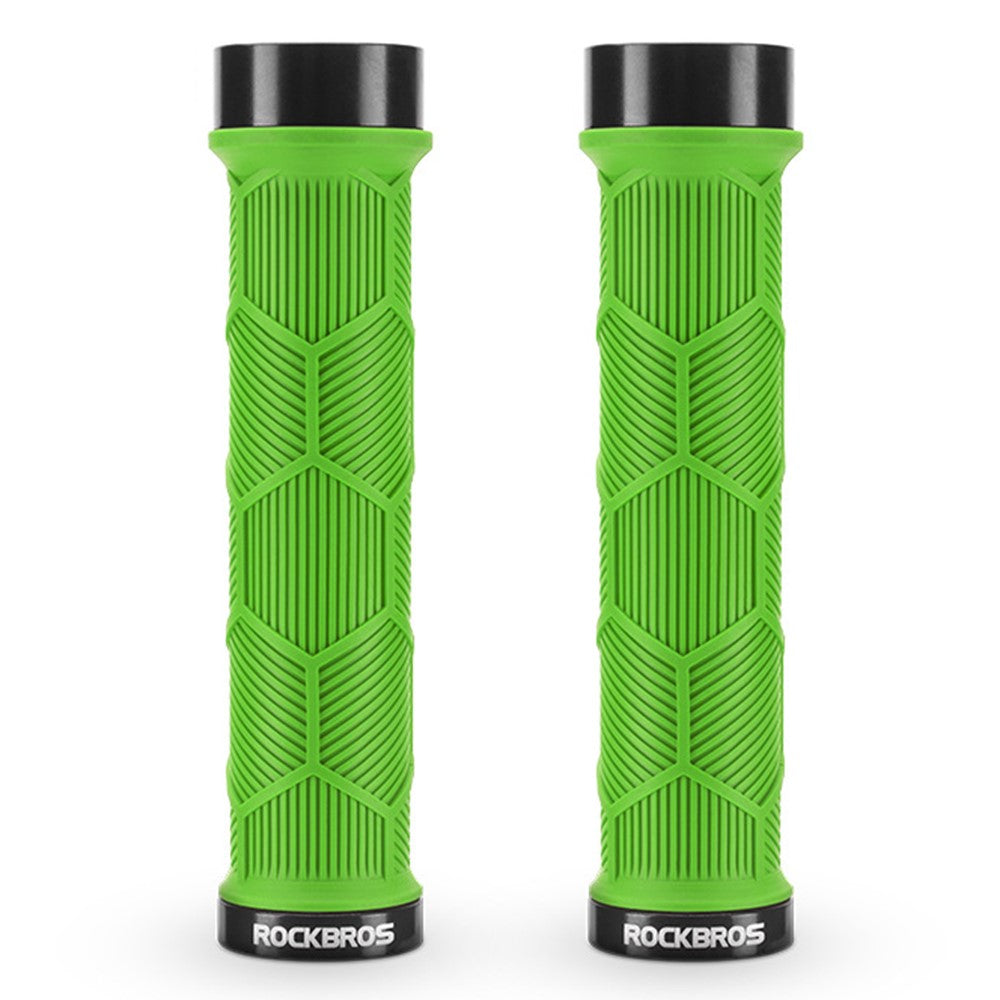 ROCKBROS 2023-14A 1 Pair Handlebar Grips with Reflective End Plugs Bicycle Handle Cover
