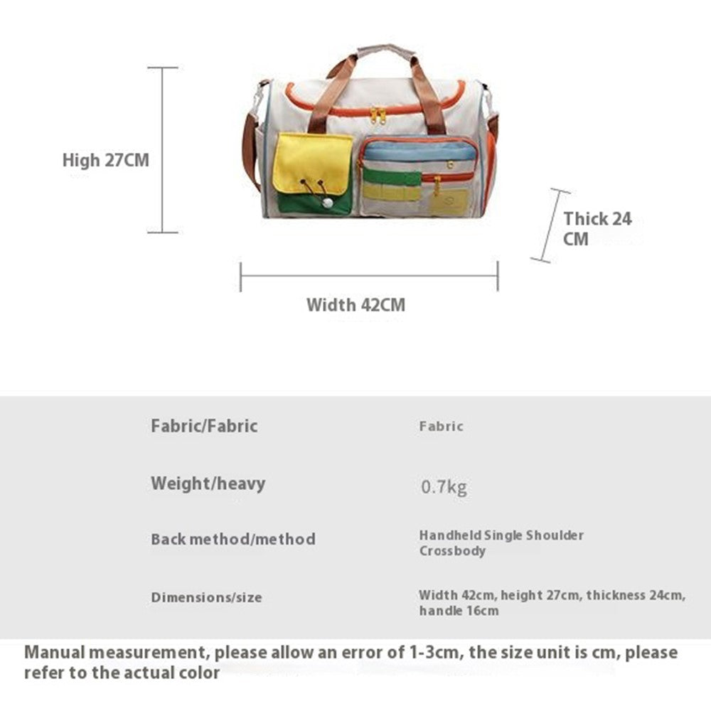 MZJ2133 Color Splicing Travel Duffel Bag with Shoe Compartment Large Capacity Weekender Carry On Gym Bag