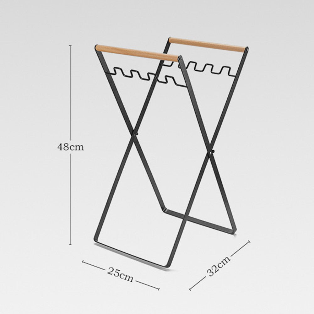 HALIN Iron+Wood Trash Bag Holder Portable Outdoor Waste Bag Hanger Rack Stand for Camping Hiking