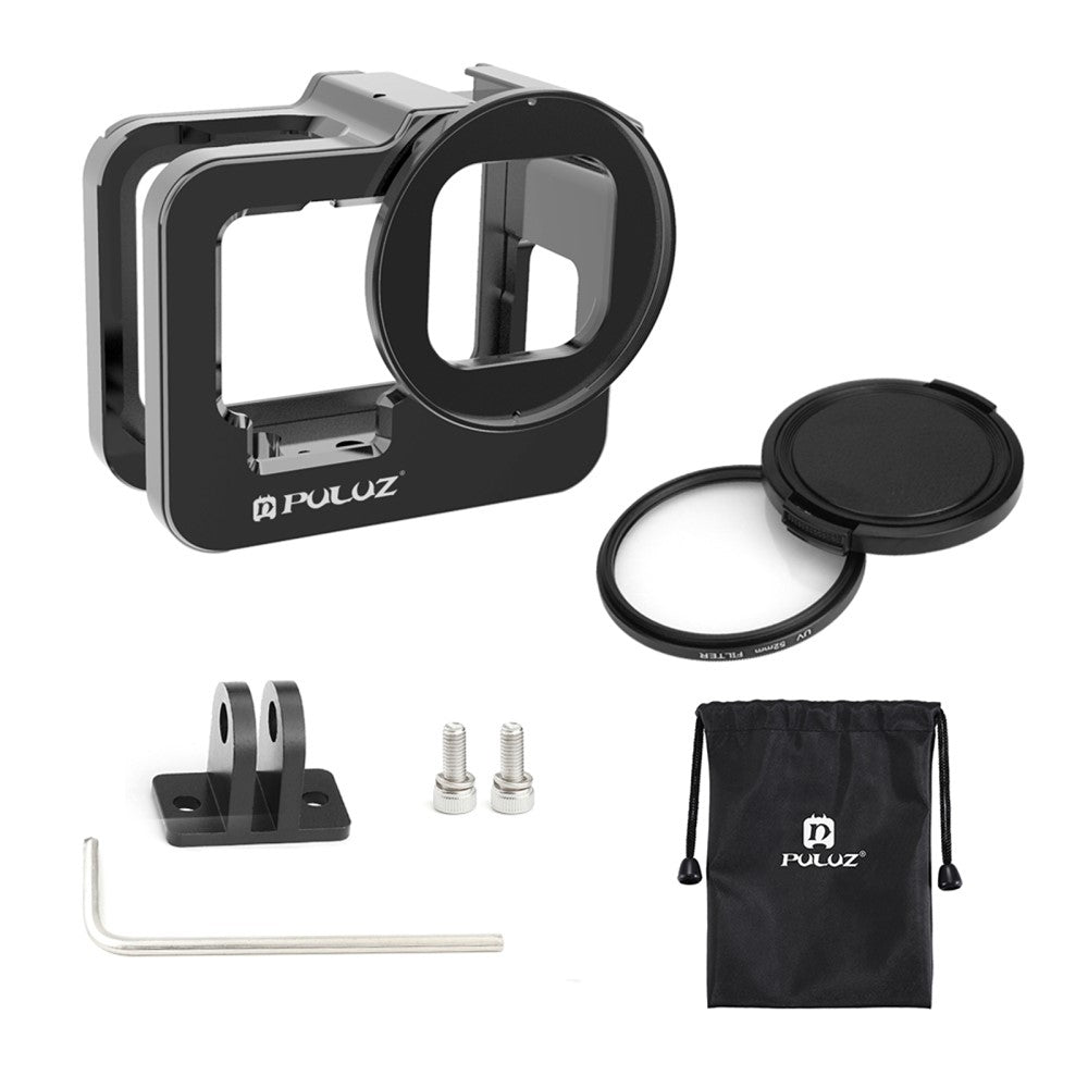 PULUZ PU508B For GoPro Hero 11 Black / 10 Black / 9 Black Metal Protective Camera Cage with UV Lens Filter