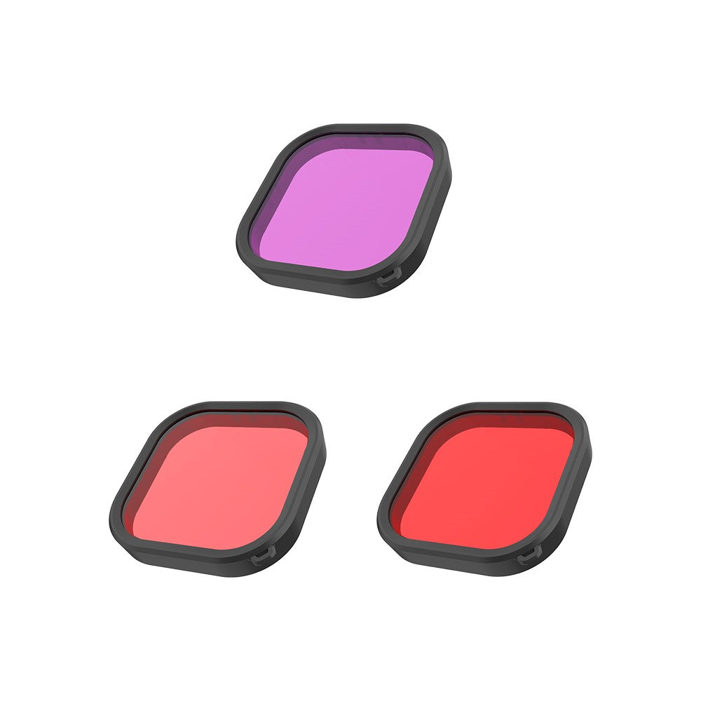 TELESIN GP-FLT-904 3 in 1 Waterproof Case Filters for GoPro Hero 9 / 10 / 11 Red / Pink / Purple Lens Filter Set