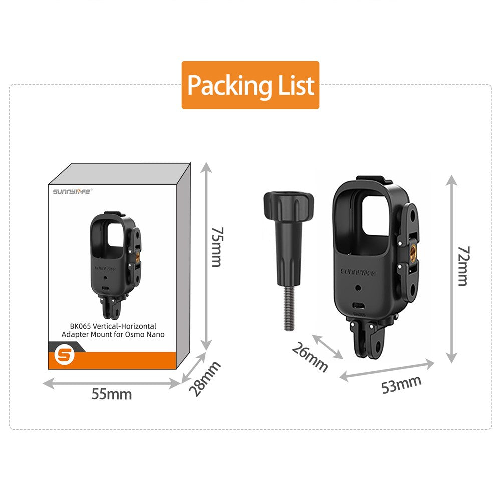 SUNNYLIFE ON-BK065 For DJI Osmo Nano Protective Frame Horizontal / Vertical Camera Adapter Mount