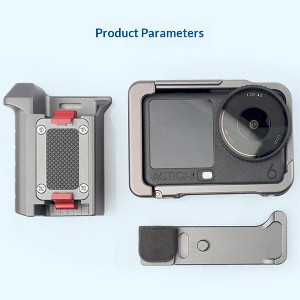 For DJI Osmo Action 6 Metal Camera Cage Set with Handle Grip / Cold Shoe Mount Action Camera Protective Case
