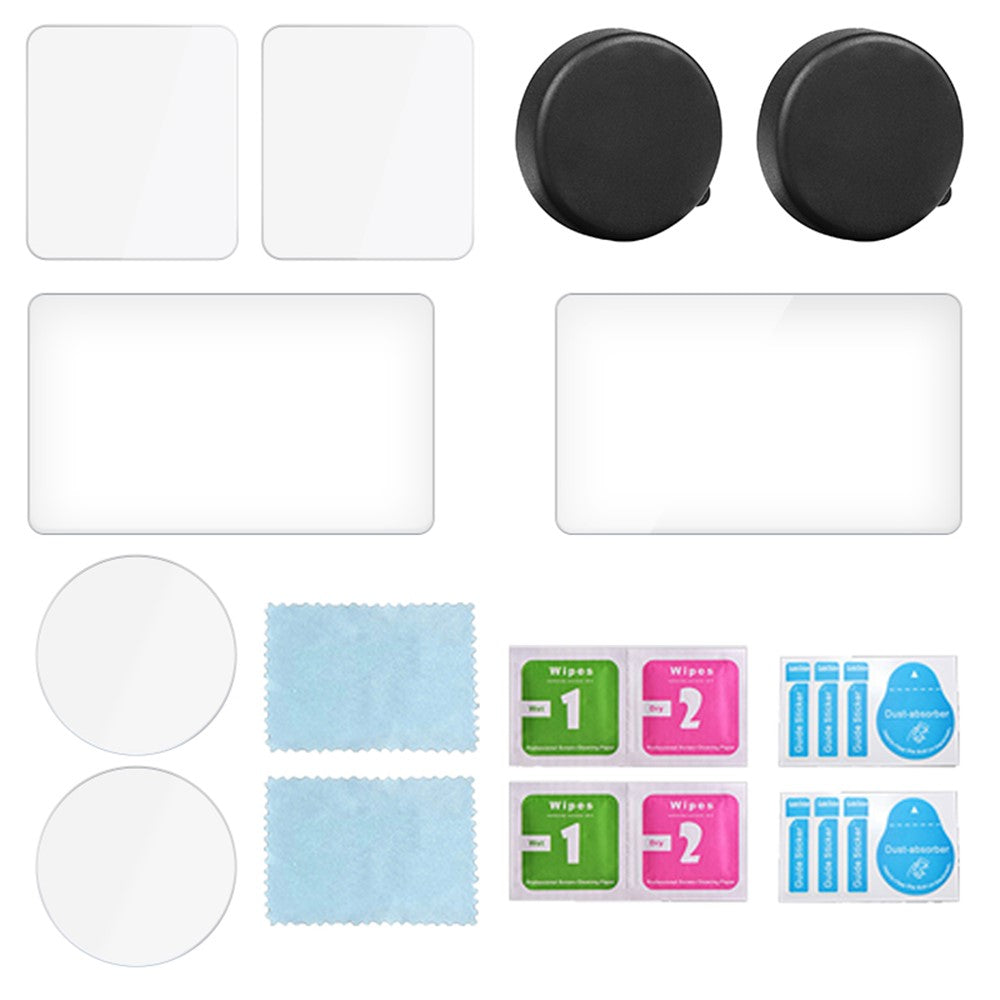 For DJI Osmo Action 3 / Action 4 Sports Camera Lens Cover Tempered Glass Screen Protector Set
