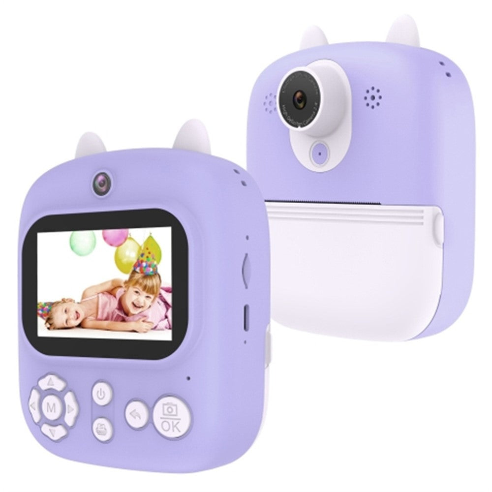 1200W Pixel 2.4-inch IPS Screen Kids Camera Inkless Print Instant Camera with 32G Memory Card, Card Reader