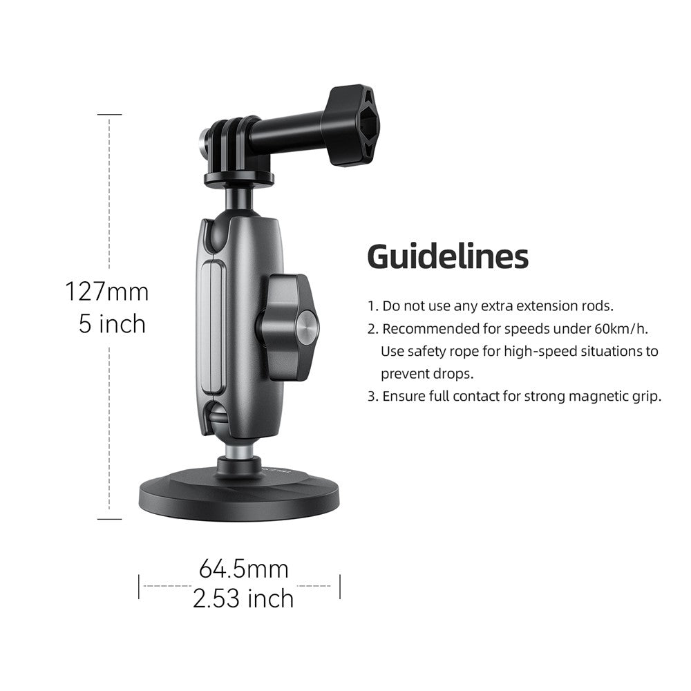 TELESIN CMM-001 Dual Ball Head Aluminum Alloy Action Camera Magnetic Base Mount Adapter