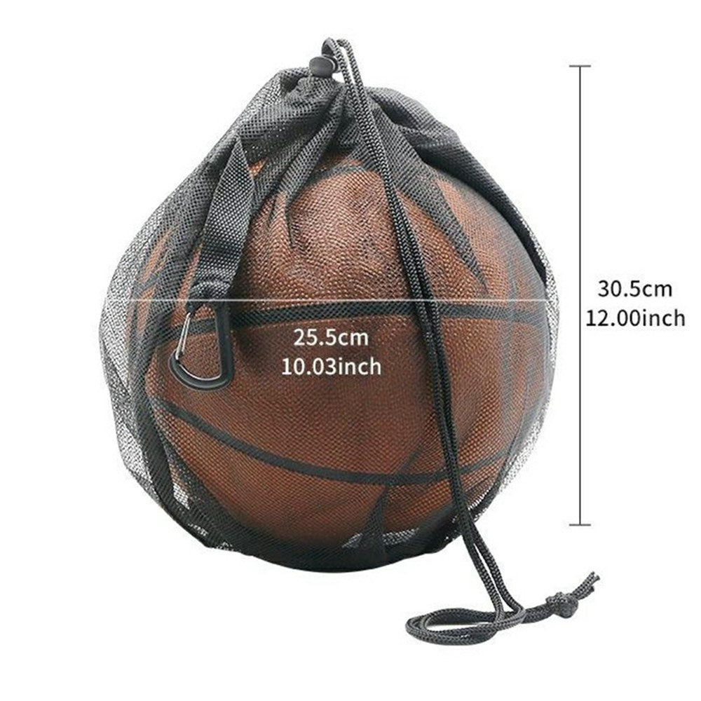 16L Drawstring Mesh Bag Waterproof Leather Base Sports Ball Organizer with Hanging Hook for Basketball