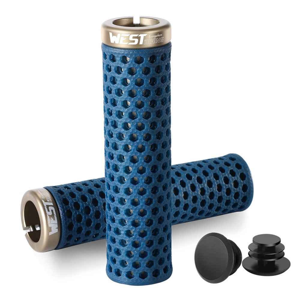 WEST BIKING YP0804081 3D Printed Bicycle Handlebar Grips Anti Slip Shock Absorbing Mountain Bike Handle Bar
