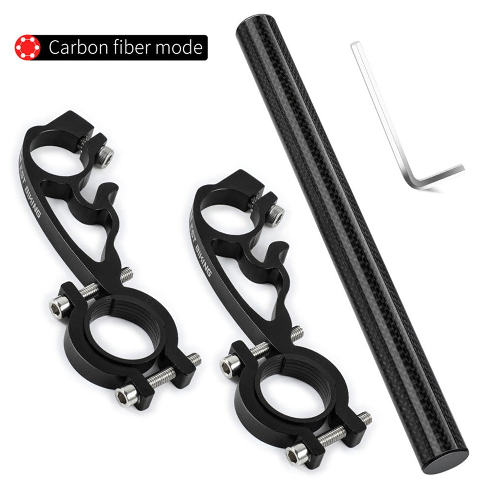 WEST BIKING Cycling Carbon Fiber Bicycle Handlebar Extender Double Clamp Bracket for Bike Light GPS Computer