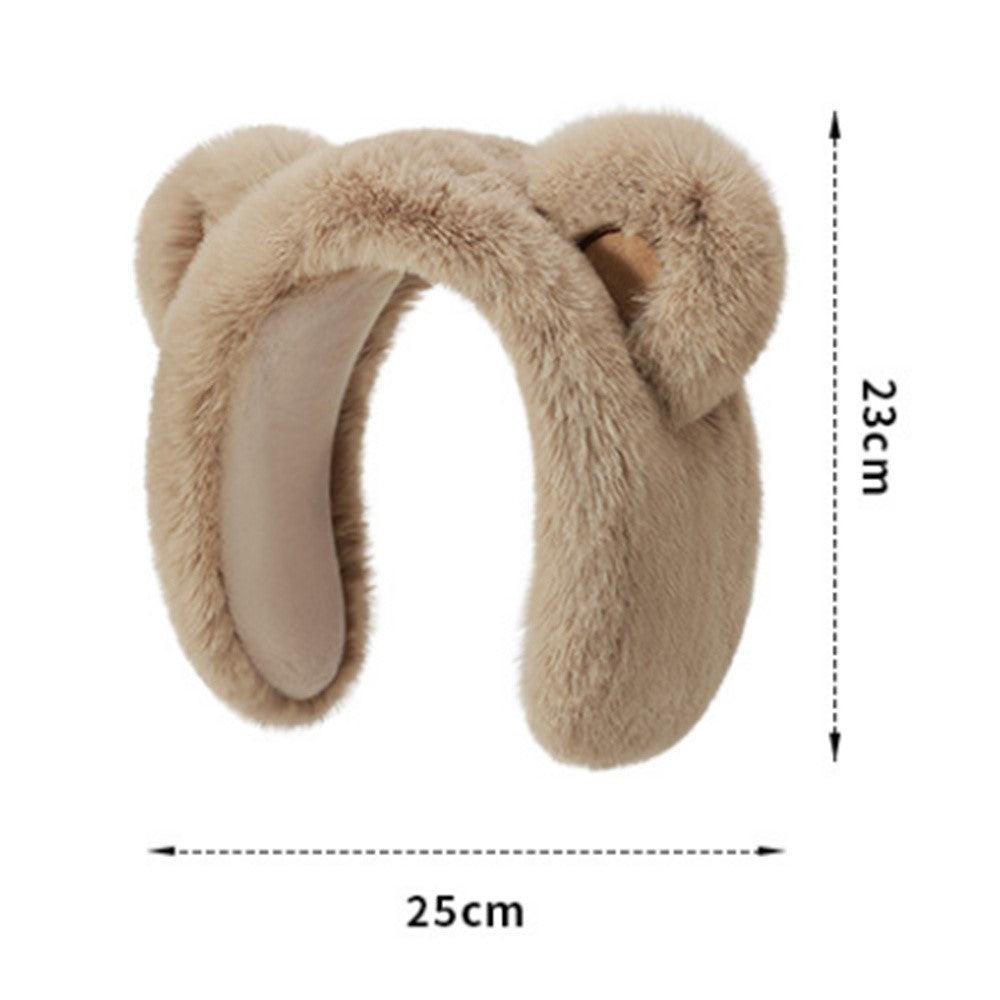 DEZ45 Cute Cartoon Bear Ears Thick Plush Winter Earmuffs for Women Windproof Ear Warmers