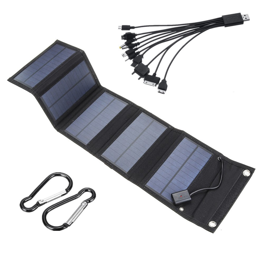 Monocrystalline Foldable Solar Panel Portable Outdoor Power Generator with Carabiner and Cable