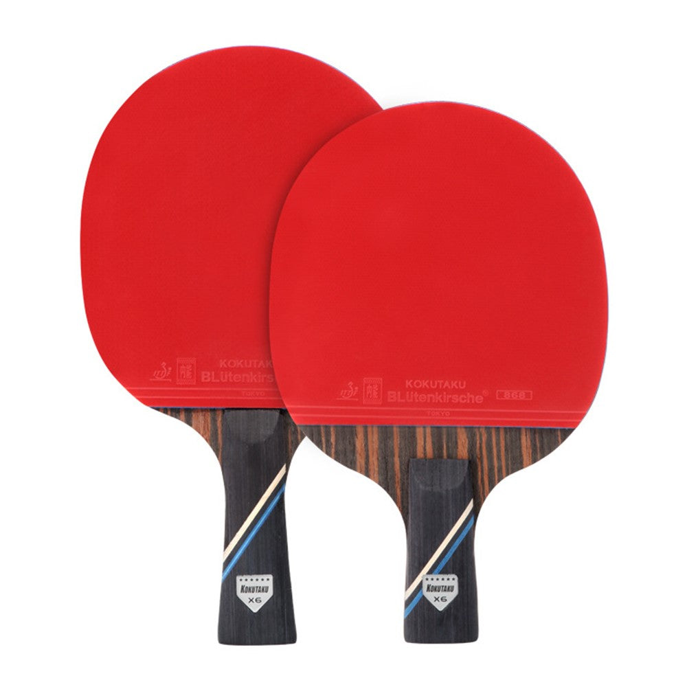 KOKUTAKU 2PCS / Set 6-Star Table Tennis Racket Beginner Ping Pong Paddle with Carry Case
